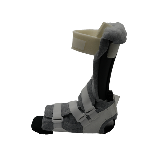 Gray RCAI Multi Podus® orthotic boot with black sole and adjustable white straps, made in the USA, best orthopedic braces.