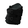 Black orthopedic lumbar support brace with adjustable straps and buckle fasteners, made in the USA, RCAI, best orthopedic.