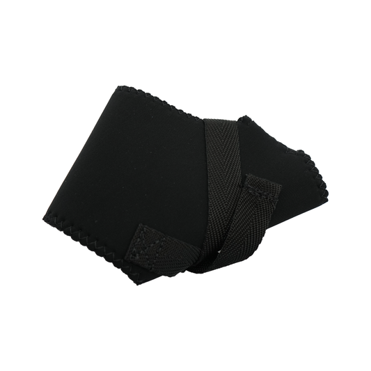Black wrap-around thumb support with adjustable strap and textured edges, made in the USA, best orthopedic braces by RCAI.