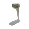 Lightweight white RCAI leaf spring orthosis foot drop brace with beige cushioned calf support, labeled B2B Orthopedics.
