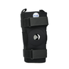 Black hinged knee brace with open patella, dual adjustable straps, made in the USA, RCAI, best orthopedic braces, B2B.