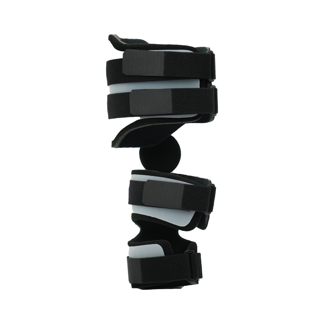 Black and gray Post Operative Pin (POP) arm brace with adjustable Velcro straps, made in the USA, RCAI, best orthopedic.