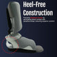 Gray RCAI ankle foot orthosis with heel-free construction, cushioned interior, and supportive ambulatory attachment,.