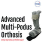 Advanced Multi-Podus Orthosis brace in gray foam and beige straps with black footplate, made in the USA, RCAI, best.