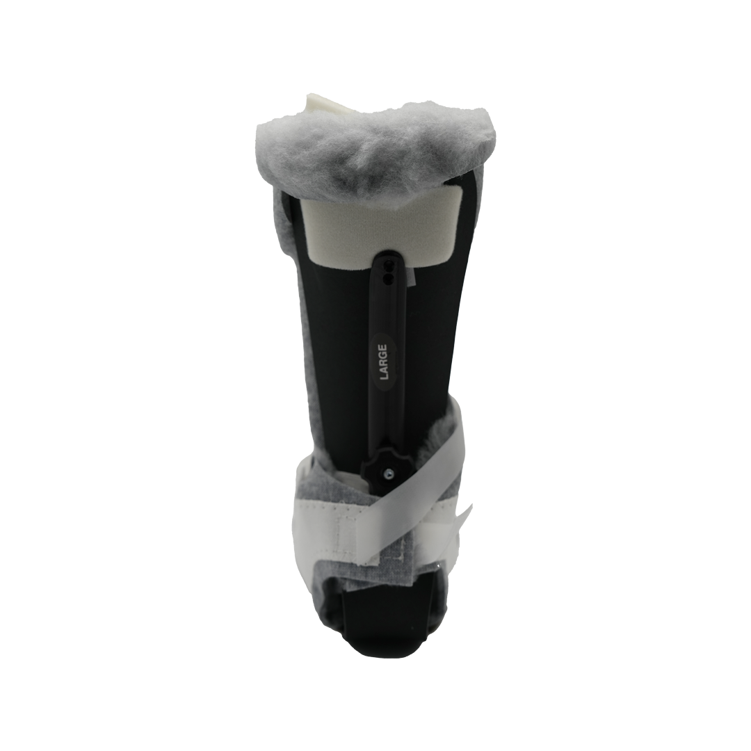 Black and white RCAI Multi Podus® orthopedic boot with gray cushioning, adjustable straps, made in the USA, best orthopedic.