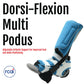 Adjustable pediatric Dorsi-Flexion Multi Podus foot brace in blue and white with black straps, made in the USA, best.