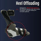 Black and gray MPO Burn Unit heel offloading orthotic brace with padded straps, made in the USA, designed for pressure.