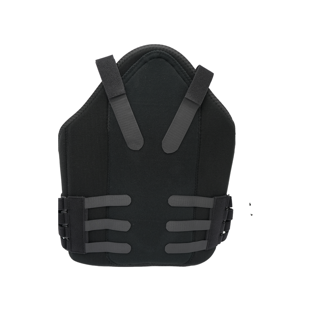 Black RCAI TLSO back brace with adjustable three-strap closure, made in the USA for best orthopedic braces and B2B.