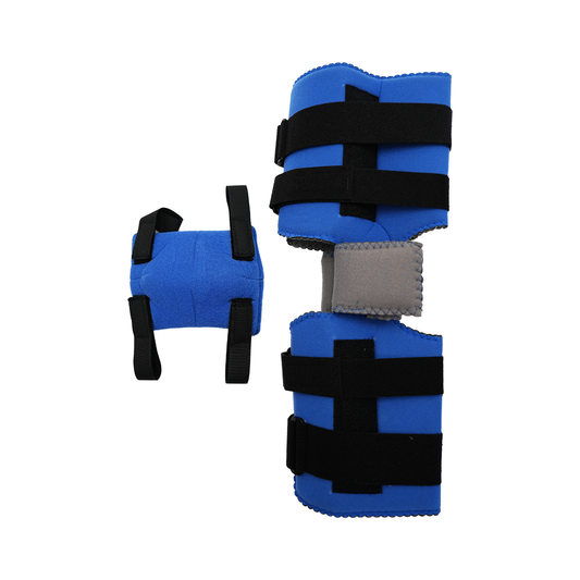 Blue Flex Cuff Knee Accessory Kit with black adjustable straps, made in the USA, rcai, b2b orthopedics wholesale, best.