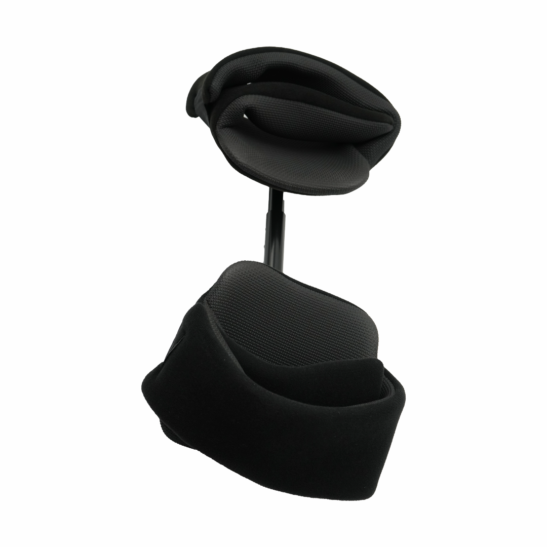 Black pediatric abduction bar with cushioned leg supports and adjustable connecting rod, made in the USA, RCAI, best.