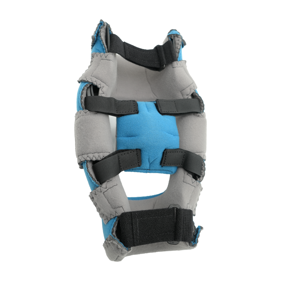 Blue and gray Premier Elbow Orthosis brace with adjustable black straps, made in the USA, best orthopedic braces, RCAI, B2B.