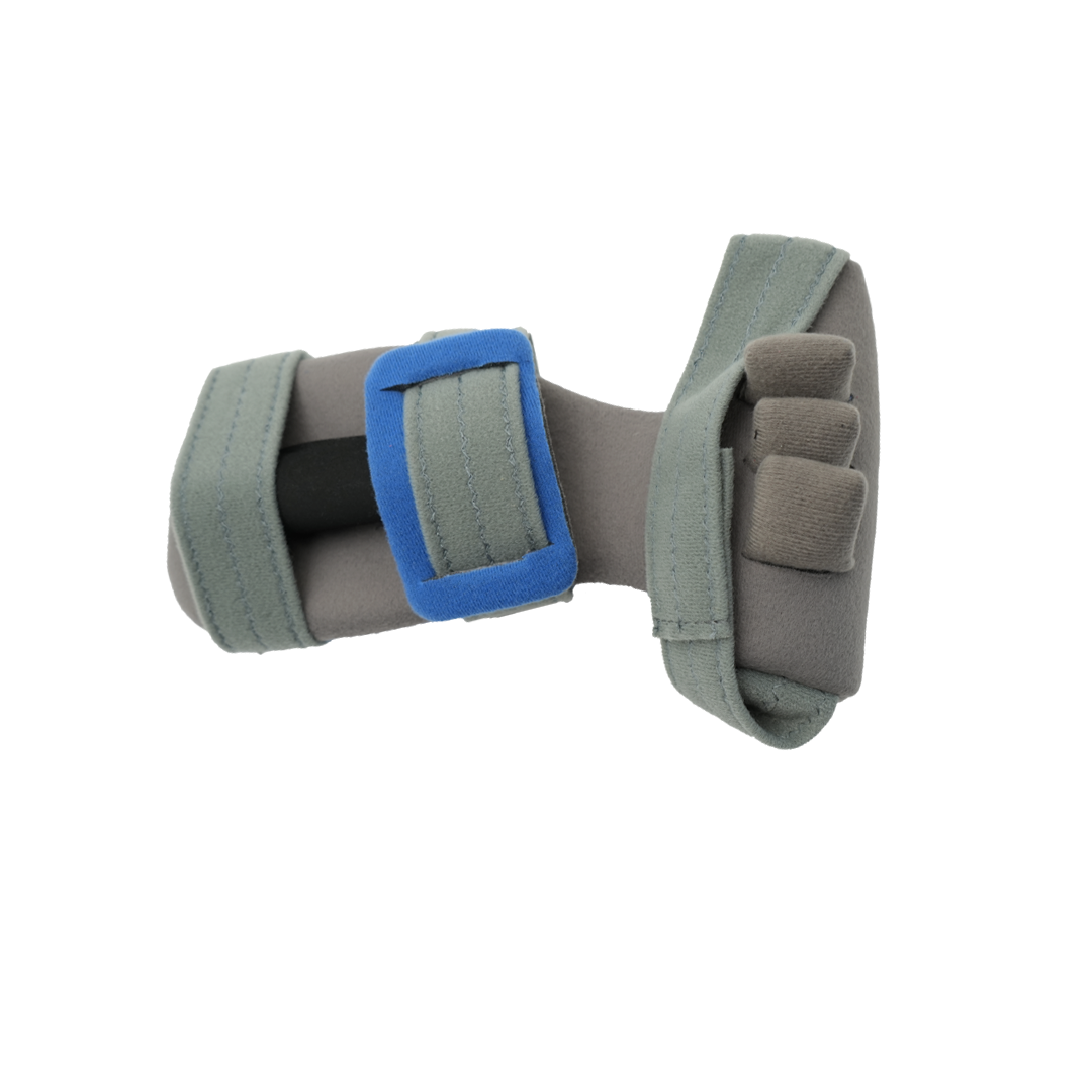 Gray Adaptable Contour Hand Orthosis with blue cushion and adjustable straps, made in the USA, best orthopedic braces from.