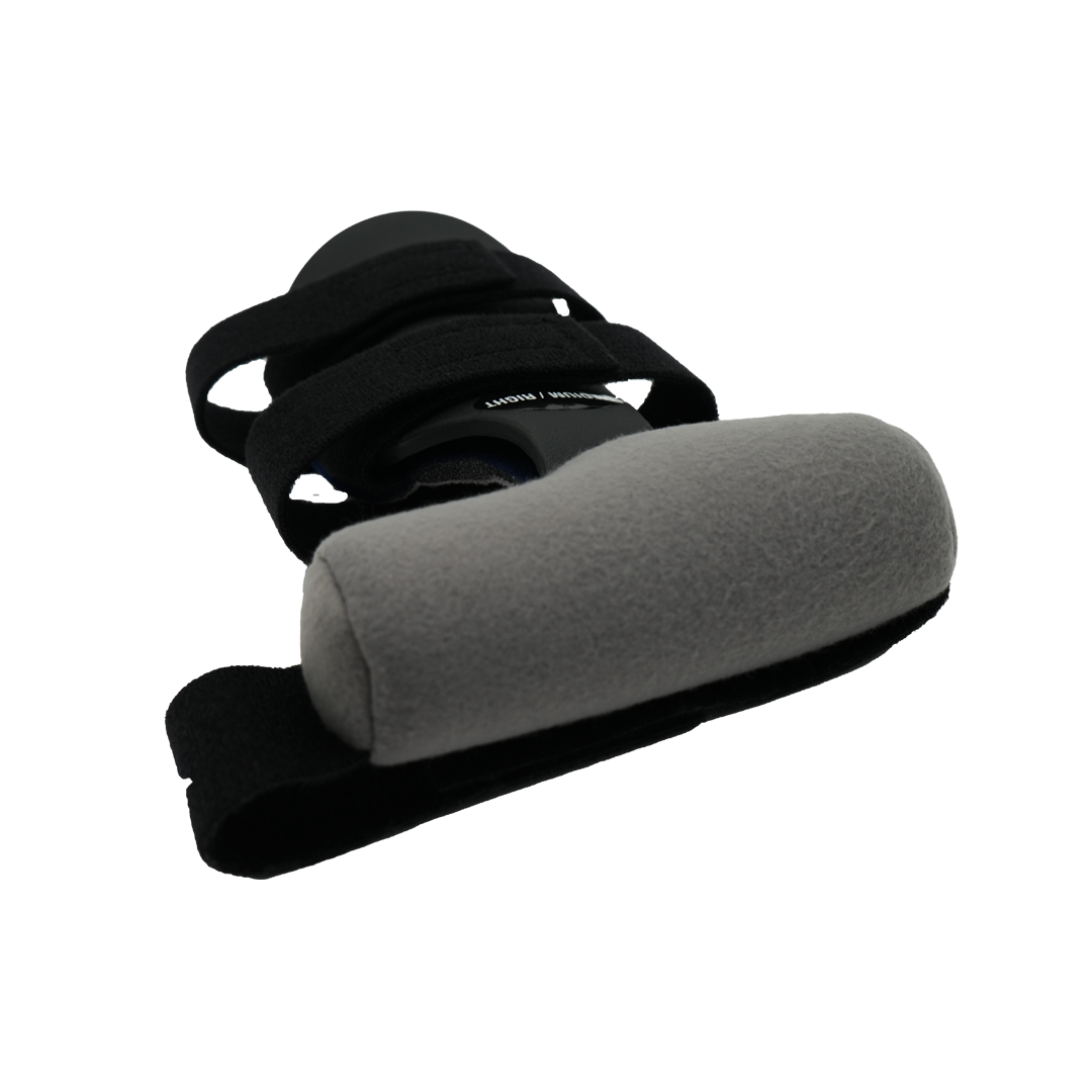 Gray padded Contour Hand brace with black adjustable straps, made in the USA, RCAI B2B orthopedics wholesale, best.