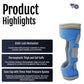 Respond ROM Knee brace product highlights with Made in the USA logo, Static Lock mechanism, thermoplastic thigh and calf.