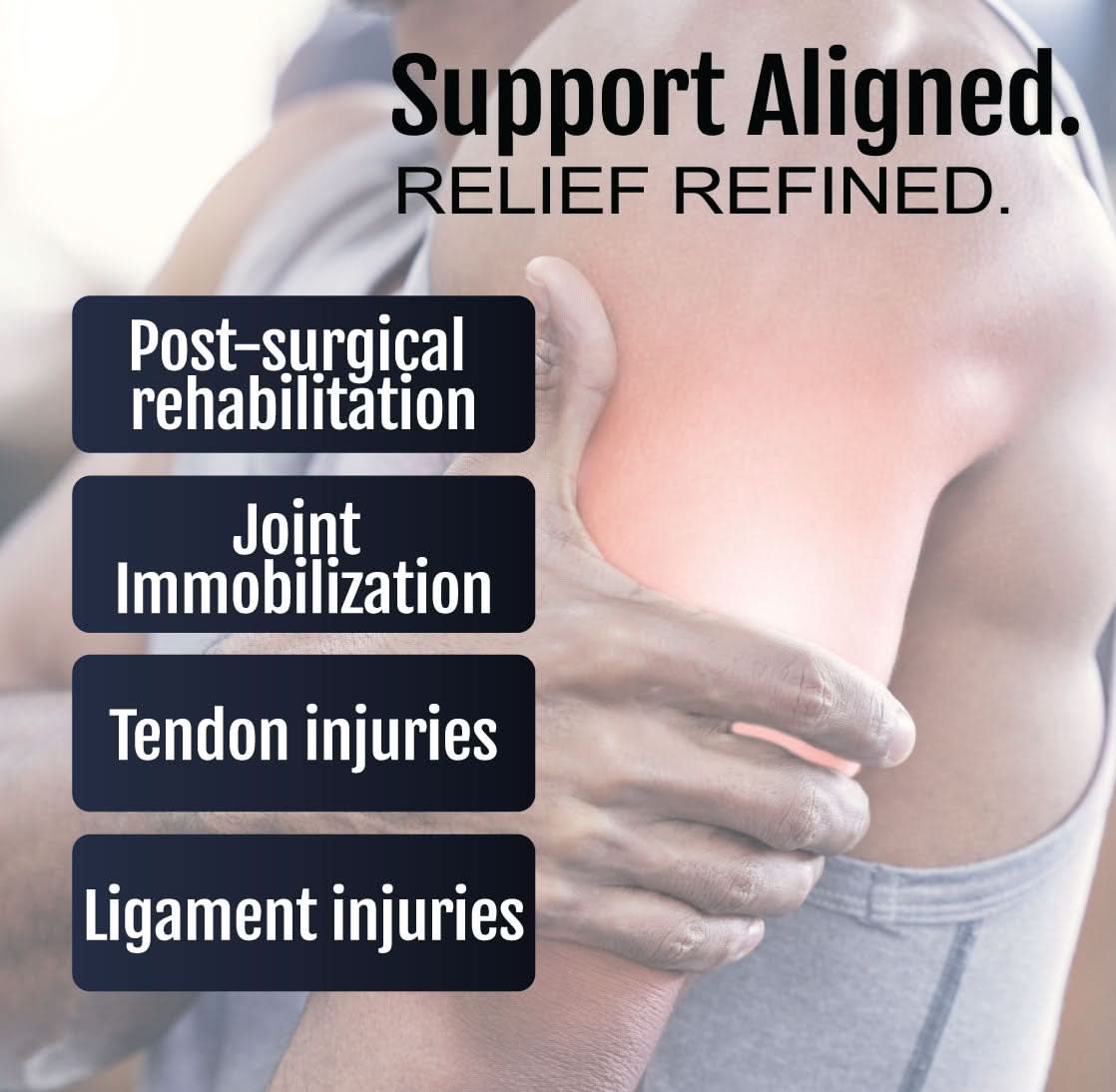 RCAI Respond ROM adjustable elbow orthosis in black and gray, designed for post-surgical rehabilitation, joint.