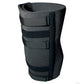 Black bariatric knee immobilizer with four adjustable hook-and-loop straps, made from durable foam material, featuring.