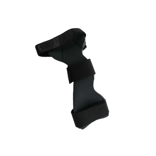 Black RCAI wrist drop orthosis with universal cuff and adjustable straps, made in the USA, best orthopedic braces, B2B.
