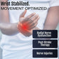 RCAI wrist drop orthosis in black with universal cuff on right hand, highlighting wrist support for radial nerve.