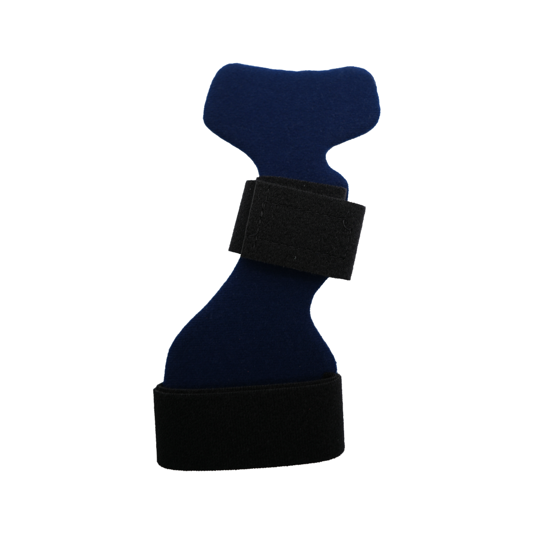 Navy blue dorsal carpal tunnel splint with black adjustable straps, made in the USA, top choice for B2B orthopedics.