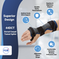 Black and blue RCAI dorsal carpal tunnel splint with adjustable Velcro strap, durable Kydex thermoplastic, and medical-grade .