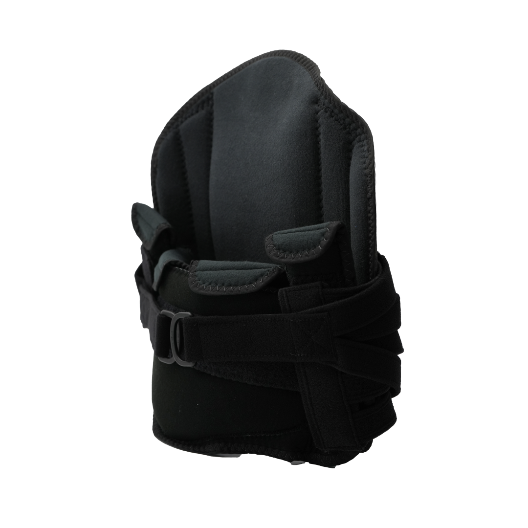 Black RCAI LSO orthopedic back brace with adjustable straps and padded support, made in the USA, ideal for B2B orthopedics.