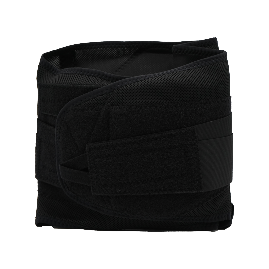 Black Control Fit LSO orthopedic back brace with adjustable Velcro straps, made in the USA, ideal for B2B orthopedics.