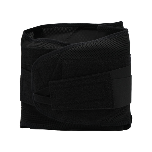 Black Control Fit LSO orthopedic back brace with adjustable Velcro straps, made in the USA, ideal for B2B orthopedics.