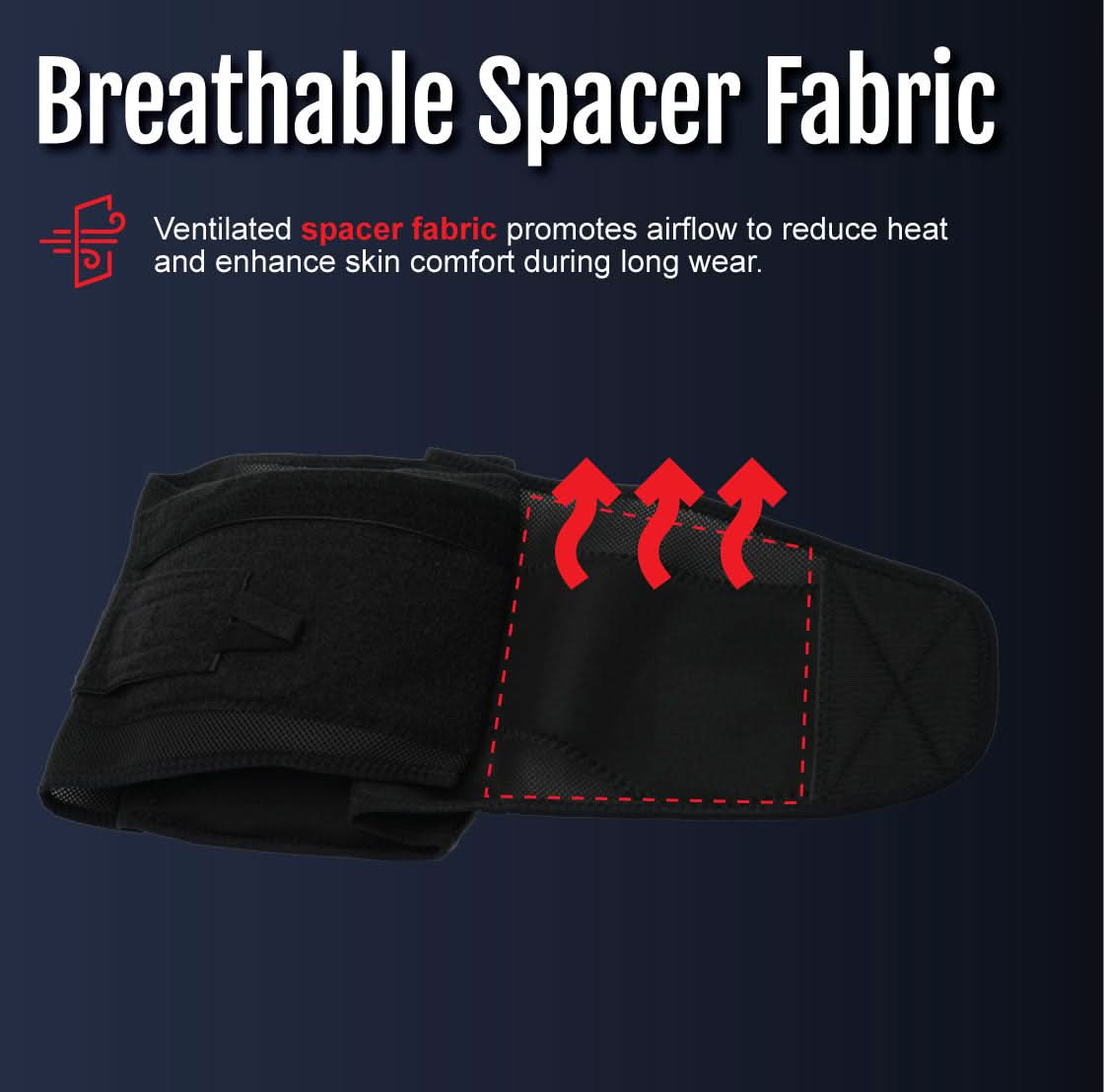 Black Control Fit LSO with breathable ventilated spacer fabric for airflow, designed for comfort and heat reduction, made in .