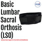 Black RCAI Basic Lumbar Sacral Orthosis brace with adjustable Velcro straps, designed for superior back support, made in the .