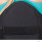 Black lumbar sacral support belt with wide side panels and adjustable Velcro strap, made in the USA, best orthopedic braces.