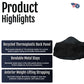 Black lumbar sacral support with side panels featuring a recycled thermoplastic back panel and bendable metal stays, labeled .