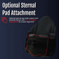 Black RCAI TLSO brace highlighting optional sternal pad attachment with 9.5" height adjustment, made in the USA, best.