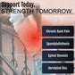 Thoracic Lumbar Support (TLSO) brace in gray with black adjustable side panels, worn around the torso, made in the USA,.