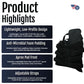 TLSO brace product highlights poster with lightweight, low-profile design, anti-microbial foam padding, apron pad front, and .