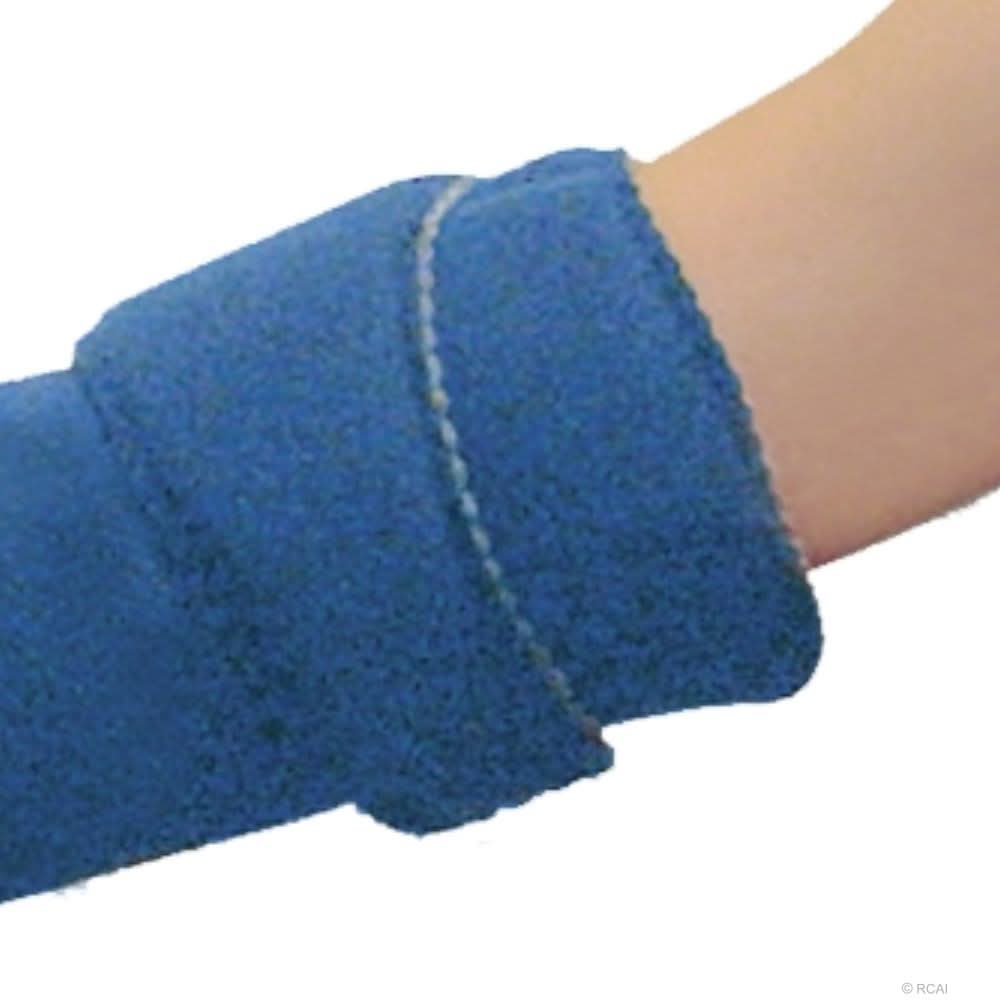 Blue pediatric elbow stabilizer made in the USA, soft fabric with secure stitching, designed for best orthopedic braces by.