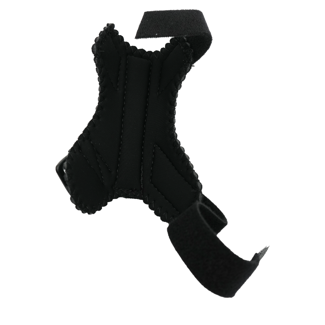 Black pediatric universal thumb support with adjustable Velcro straps, contoured for comfort, made in the USA, best.