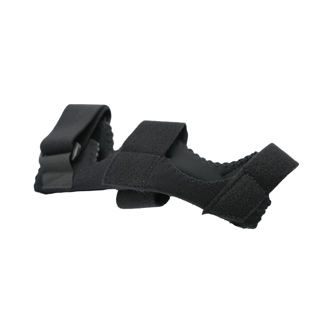 Black universal wrist thumb support brace with adjustable Velcro straps, soft padding, and ergonomic design, made in the USA .