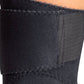 Black wrap-around knee brace with stitched edges and Velcro strap, made in the USA, RCAI, B2B orthopedics wholesale, best.