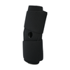 Black wrap-around knee brace with buttress, open patella design, wide adjustable straps, made in the USA, best orthopedic.