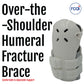 White over-the-shoulder humeral fracture brace with adjustable straps and ventilation holes, made in the USA by RCAI, best.