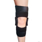 Black wrap knee brace with open patella design, adjustable straps above and below knee, made in the USA, best orthopedic.