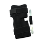 Black wrap knee brace with adjustable Velcro straps and removable metal stay, made in the USA, RCAI, best orthopedic braces.