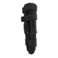 Black neoprene wrap-around knee brace with covered hinges and adjustable hook-and-loop straps, designed for free range of.