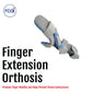 Gray and blue finger extension orthosis with adjustable straps, made in the USA by RCAI, best orthopedic brace for finger.