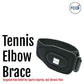 Black RCAI tennis elbow brace with adjustable strap and white stitching, made in the USA, best orthopedic brace for.