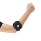 Black RCAI tennis elbow brace with adjustable strap worn on left arm, made in the USA, best orthopedic braces for B2B.