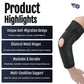Black RCAI hinged elbow sleeve on arm, featuring bilateral metal hinges, adjustable straps, made in the USA, best orthotic.