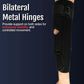 Black RCAI hinged elbow sleeve with bilateral metal hinges on both sides, secured with adjustable straps, designed for.