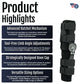 Black semi-rigid ratchet POP knee brace with adjustable straps and padded knee cap, made in the USA, branded with RCAI for.