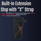 Black orthopedic extension stop elbow brace with built-in "X" strap and dual ROM hinges, made in the USA, RCAl design for.